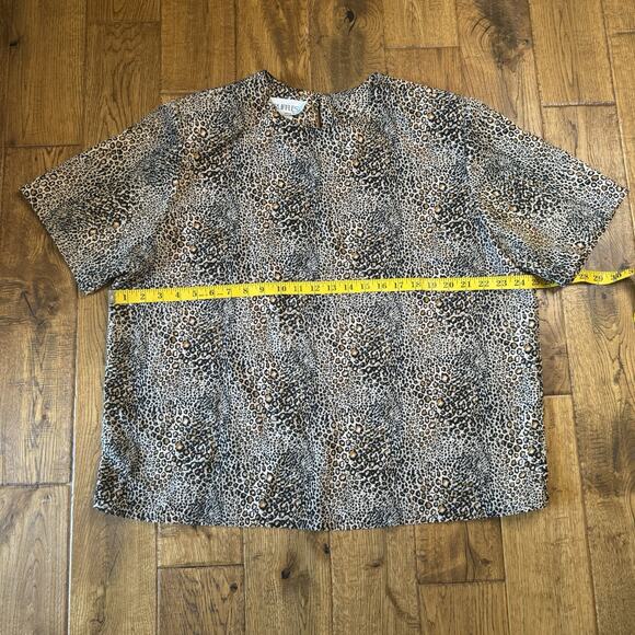 VTG Truffles Leopard Animal Print Short Sleeve Blouse Womens Sz XL Made in USA - Picture 5 of 6